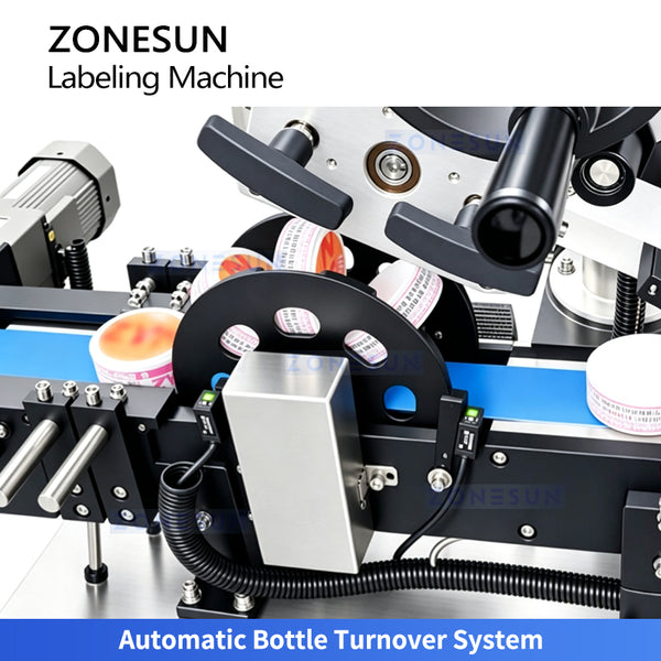 Automatic bottle turnover system for bottom labeling