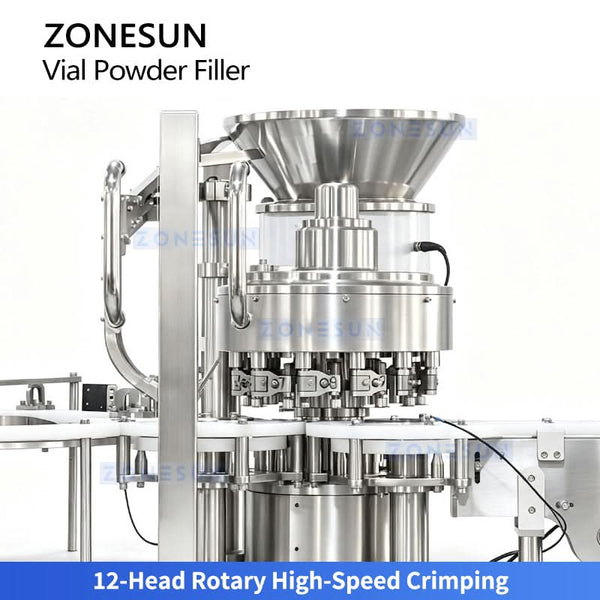 ZONESUN ZS-FAL12YF Automatic 4-Head Vial Powder Filling 12-Head Capping Packaging Line