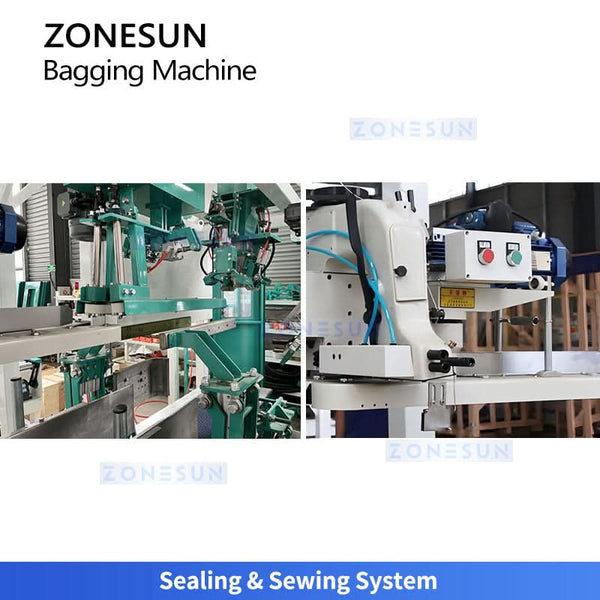 ZONESUN Z5-AG300 Automatic Open Mouth Bagging Machine 5-50kg Bag Placer Sewing Sealing for Feed Pellets Granule