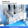 ZONESUN ZS-FS220UB High Speed Liquid Form Fill Seal Machine with Conveyor Belt for Juice Sauce Sachet Pouch