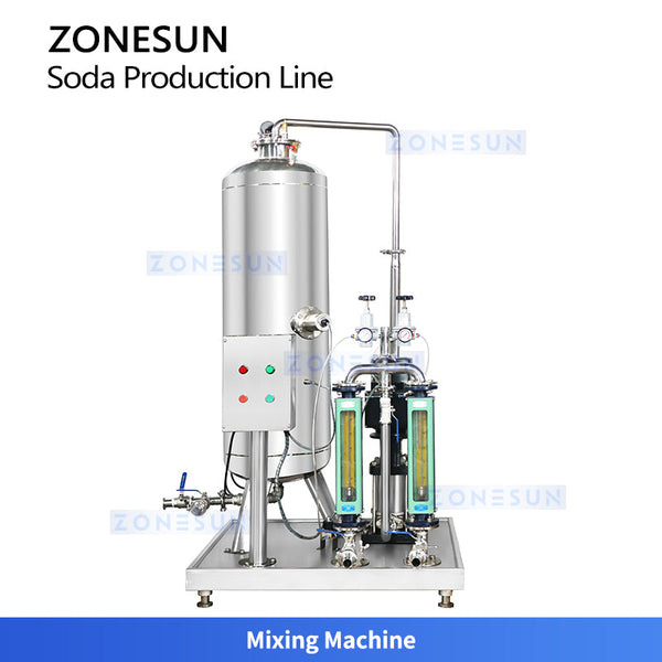 ZONESUN ZS-CDB2 Integrated Carbonated Beverage Production Line Soda Sparkling Wine Filling Machine CO2 Mixer Air-Cooled Chiller