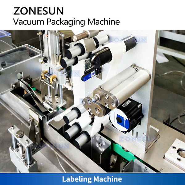 ZONESUN ZS-VCM1000 Automatic Brick-Shape Vacuum Packaging Machine and Coner Labeling Machine