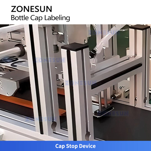 Zonesun ZS-TB180D Automatic Top Bottle Cap Labeling Machine Flat Concave Surface Sticker Labeler