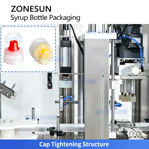 ZONESUN ZS-FAL180V10 4-Head Paste Filling Line Air Rinser Filler Screw Capper Press Capper Turnkey System