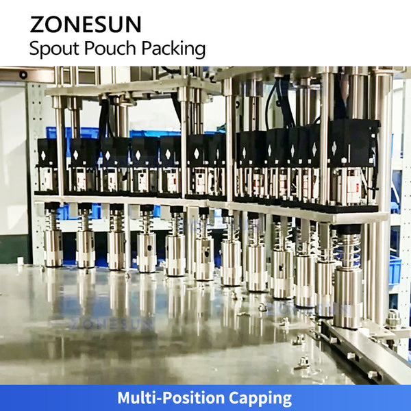 ZONESUN ZS-SPFC7 12-Nozzle Automatic Spout Pouch Filling and Capping Machine CIP Cleaning for Juice Sauce