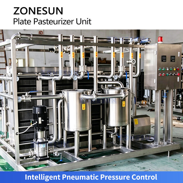 ZONESUN ZS-PRT200 Continuous Plate Pasteurizer with CIP Cleaning System for Milk Juice Liquid Food Processing