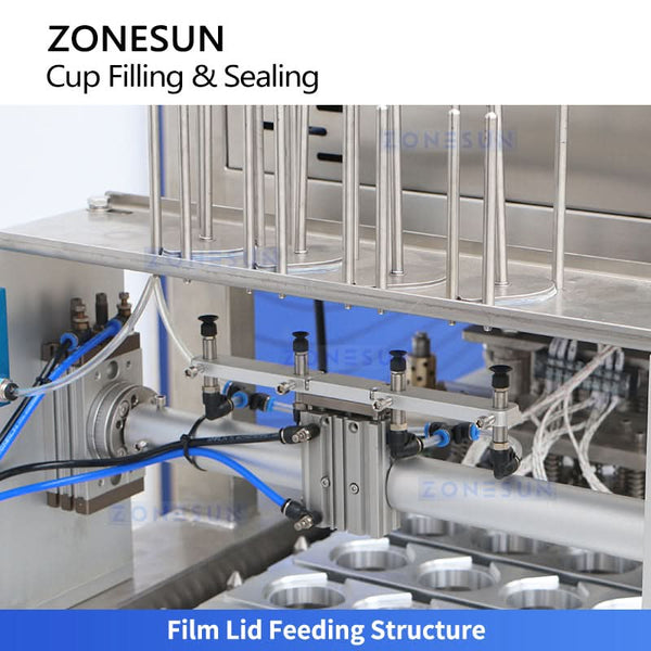 ZONESUN ZS-AFS01P Automatic Linear 4-Head Cup Filling and Sealing Machine for Yogurt Pudding Jam