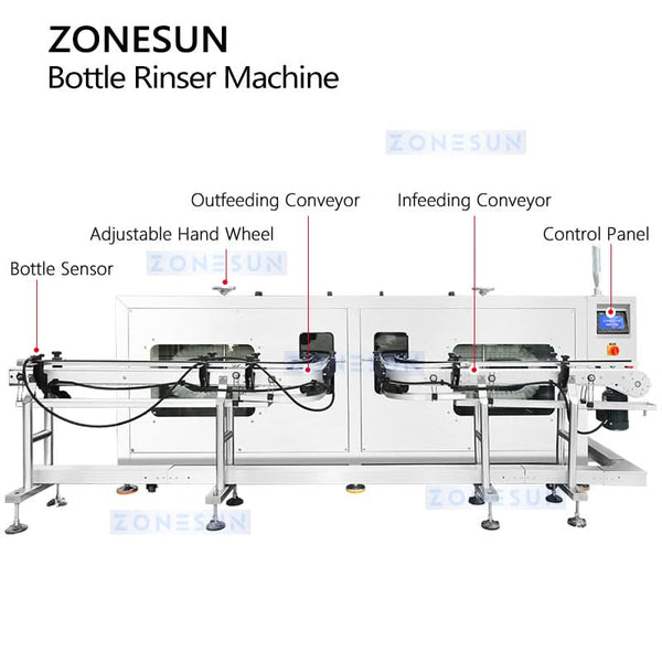 ZONESUN ZS-WB02A Industrial Air Water Bottle Washing Machine for Glass Plastic Bottles