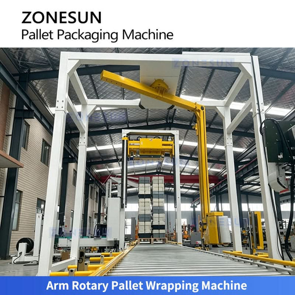 ZONESUN ZS-PWM2 Fully Automatic End-of-Line Packaging System Robotic Palletizer Strapping Stretch Wrapping Labeling Integrated Solution