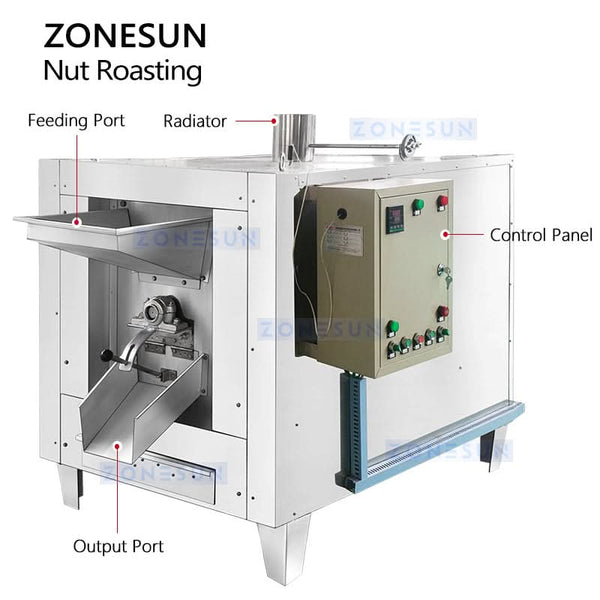 ZONESUN ZS-GHK2 Peanut Roasting Machine Automatic Nut Roaster for Snacks