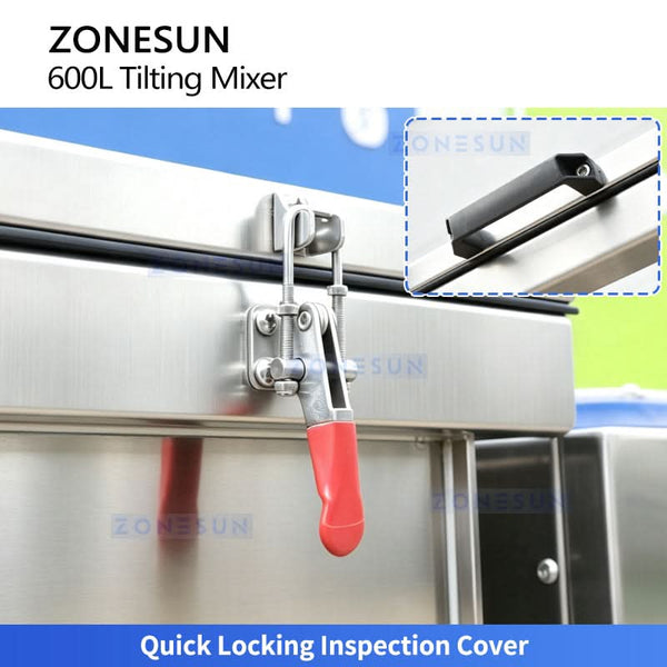 ZONESUN ZS-BM600L Stainless Steel Horizontal Tilting Mixer Industrial Food Grade Dough Powder Mixing Machine
