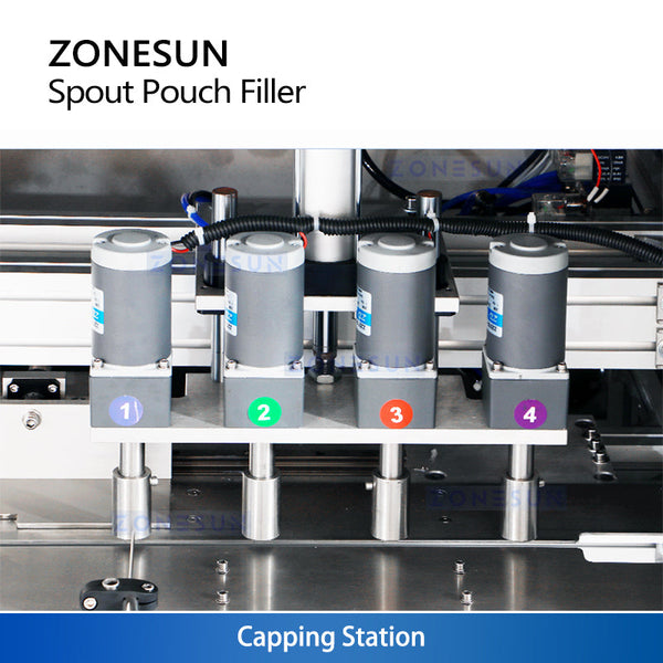 ZONESUN ZS-ASPM4 4 Heads Automatic Spout Pouch Filling and Capping Machine with Magnetic Pump