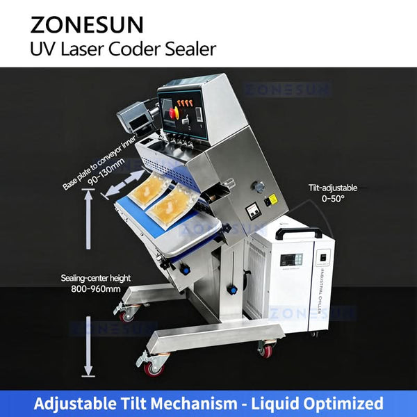 ZONESUN ZS-FR100LC Continuous Band Sealer with Laser Marking Machine for Mylar & Plastic Bags