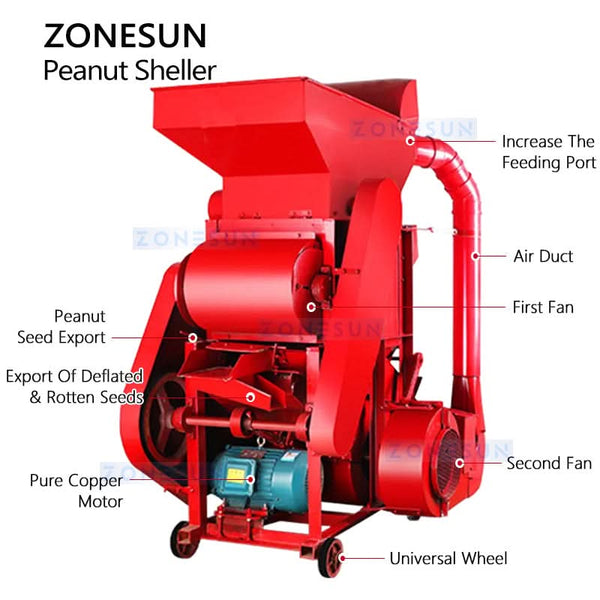 ZONESUN ZS-HTK2 Automatic Peanut Shelling Machine Automatic Peanut Husking Equipment