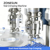 Dual-head aluminum flip-off cap crimping system