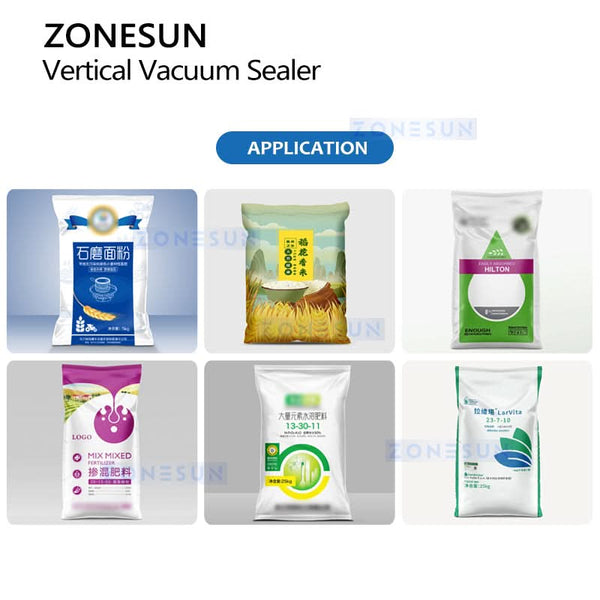 ZS-DZ600OL vacuum sealer applications – flour, rice, fertilizer and powder large bag packaging