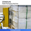 ZONESUN ZS-PWM2 Fully Automatic End-of-Line Packaging System Robotic Palletizer Strapping Stretch Wrapping Labeling Integrated Solution