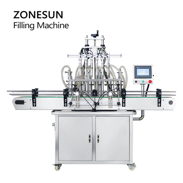 ZONESUN ZS-YT6T-6V Automatic 6-Head Piston Pump Filling Machine with Heated Stirring Hopper