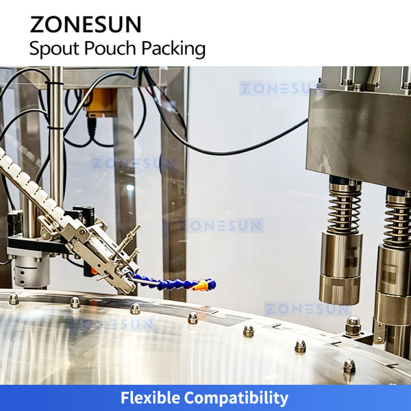 ZONESUN ZS-SPFC7 12-Nozzle Automatic Spout Pouch Filling and Capping Machine CIP Cleaning for Juice Sauce