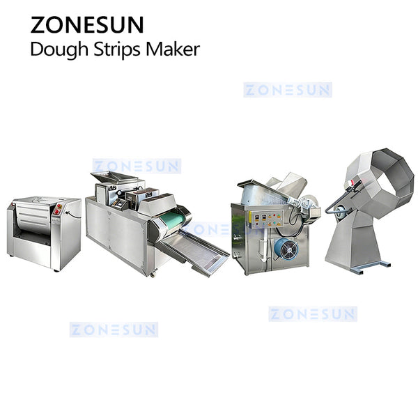 ZONESUN ZS-DSPL1 Fried Dough Snacks Production Line Small Scale Chin Chin Crouton Making Machine Mixer Fryer Seasoning Machine