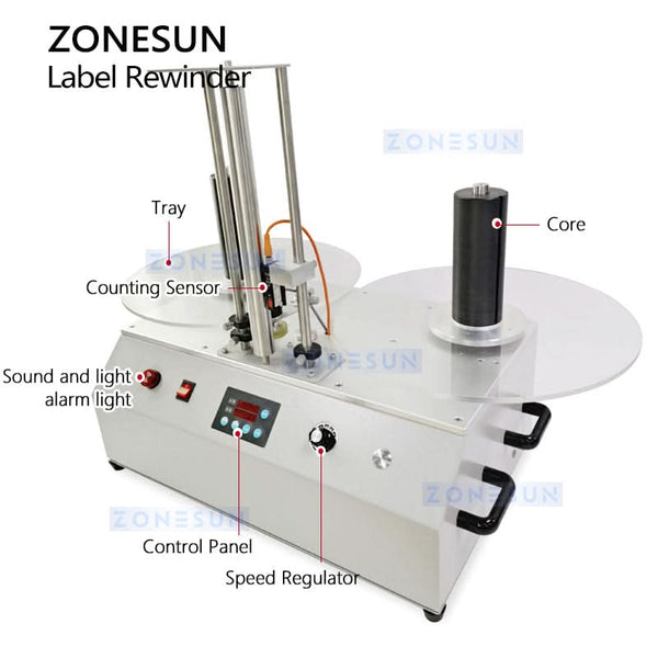 ZONESUN  Automatic Label Rewinder Machine Label Roll Winder