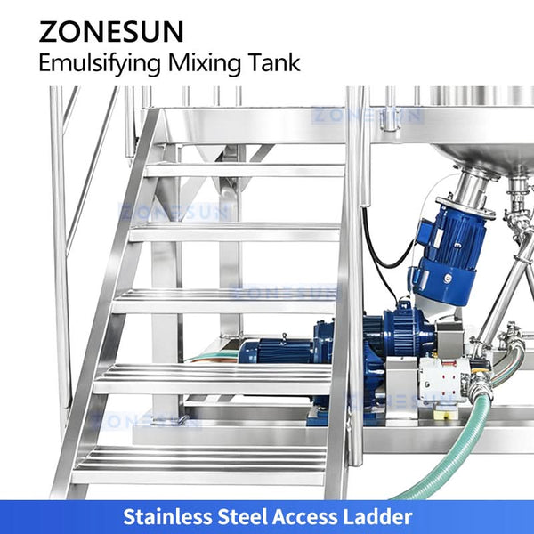 ZONESUN ZS-EM2 Stainless Steel Emulsifying Mixing Tank with Operating Platform for Cosmetics & Food