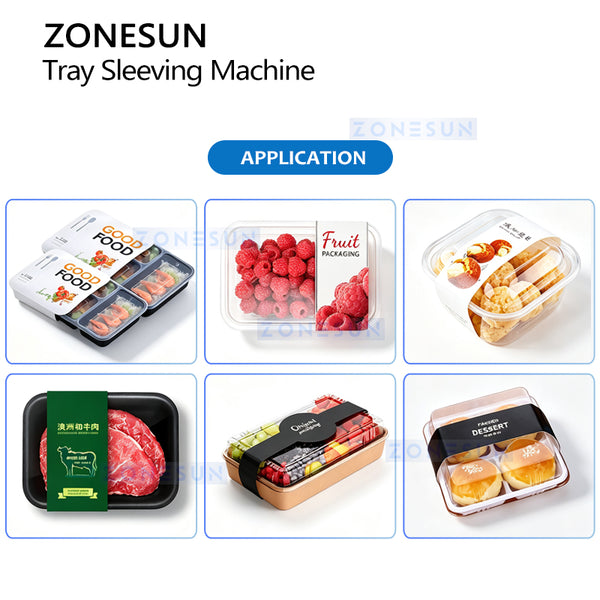ZONESUN ZS-FK55 Automatic Tray Sleeving Machine for Food Containers Fruit Food Trays