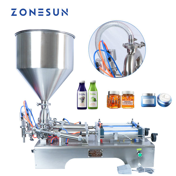 ZONESUN ZS-GY2 Semi-Auto Piston Paste Filler Benchtop Solution for Cosmetics Cream Jams