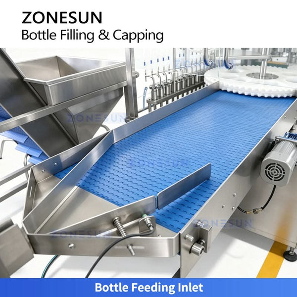 Automatic bottle feeding inlet and conveyor