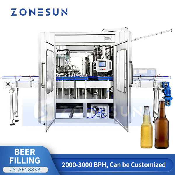 ZONESUN ZS-AFC883B Automatic Beer Bottle Rinsing, Isobaric Filling & Crown Capping Machine