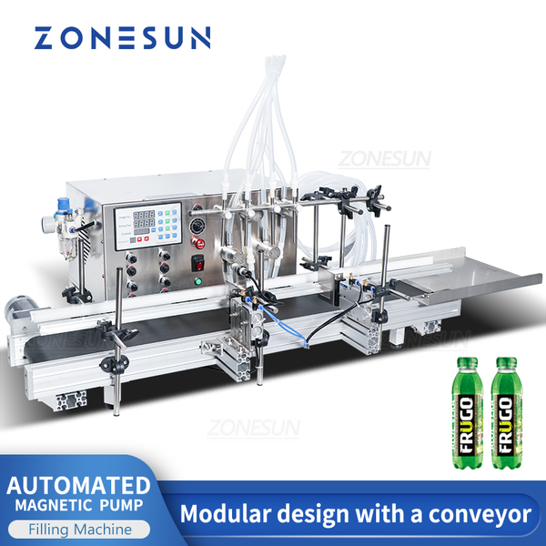 ZONESUN 4 Nozzles Automatic Magnetic Pump Liquid Filling Machine ZS-DTMP4A