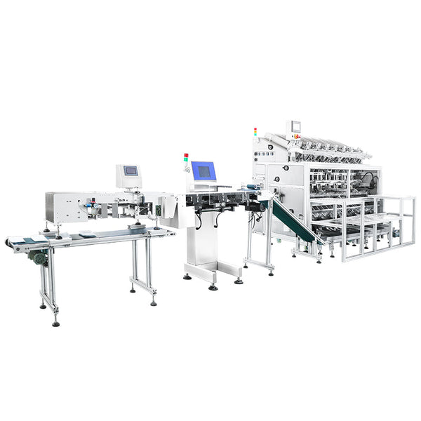 Zonesun ZS-MS8TGF Automatic Facial Mask Filling Sealing Machine with Inline Checkweigher Rejecter Counting Stacking