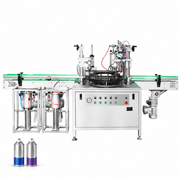 ZONESUN ZS-QW1600 packaging equipment with aerosol can application samples on white background