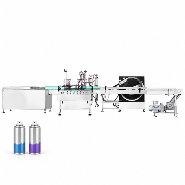 ZONESUN ZS-QW1600L-line packaging equipment with aerosol can application samples on white background