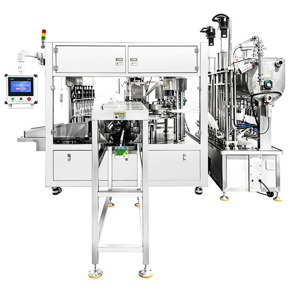 ZONESUN ZS-SPFC7 12-Nozzle Automatic Spout Pouch Filling and Capping Machine CIP Cleaning for Juice Sauce