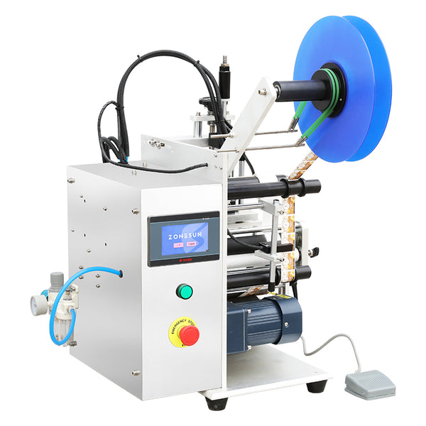 ZONESUN ZS-TB100S2 Semi-Automatic Round Bottle Labeling Machine Desktop