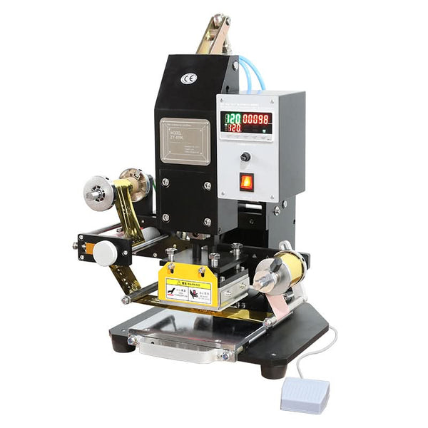 ZONESUN ZY-819K2 Pneumatic Hot Foil Stamping Machine 116×120mm for Leather Craft Embossing