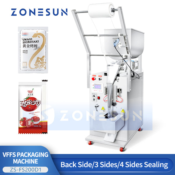 ZONESUN ZS-FS200D1 Automatic Vertical Piston Pump Paste Filling and Sealing Machine Honey Cream Sachet