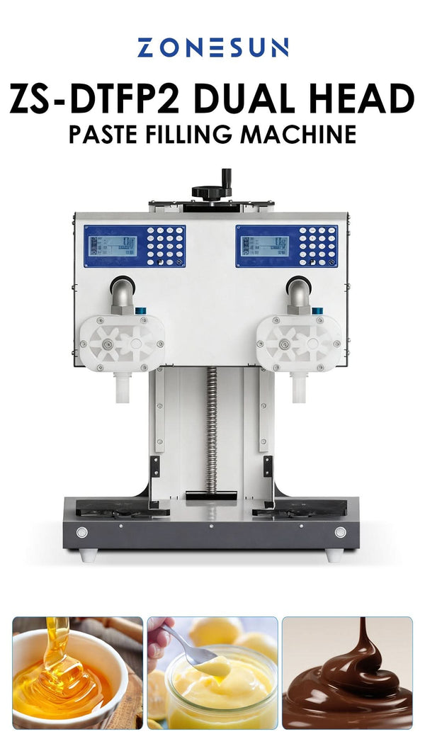 ZONESUN ZS-DTFP2 Dual-Head Gear Pump Thick Liquid Filling Machine for Sauce Cream Honey