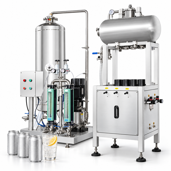 ZONESUN ZS-CF4A isobaric filler and carbonator with beverage cans and sparkling drink