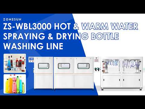 ZONESUN ZS-WBL3000 Industrial Tunnel Bottle Washer & Dryer Line Water Recycling