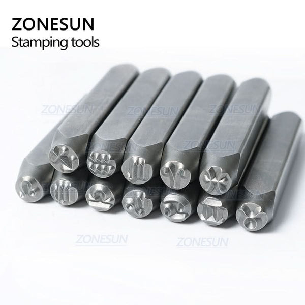 ZONESUN  12PCS Leather Stamp Jewelry Metal Stamps Symbols Leather Stamping Tools  For Bracelet Necklace