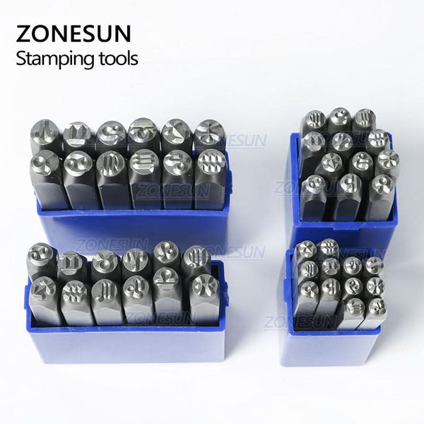 ZONESUN  12PCS Leather Stamp Jewelry Metal Stamps Symbols Leather Stamping Tools  For Bracelet Necklace