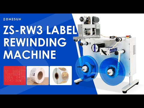 Zonesun ZS-RW3 Roll to Roll Label Rewinding Machine with Date Coder.