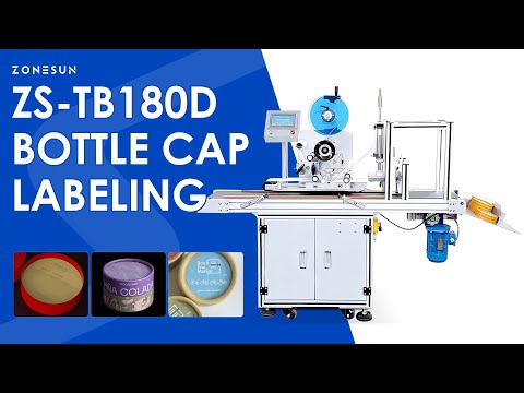 ZONESUN Automatic Top Bottle Cap Labeling Machine High-Speed Flat Surface Sticker Labeler