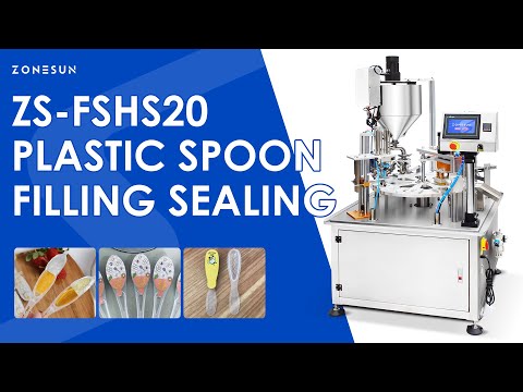 Zonesun ZS-FSHS20 Honey Spoon Filling Sealing Machine Monoblock Packaging Machine.
