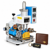 ZONESUN ZY-819A Pneumatic Hot Foil Stamping Machine 80×90mm — machine with application samples on white background