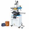 ZONESUN ZS-819R Automatic Pneumatic Hot Stamping Machine for Leather & Paper — machine with application samples on white background