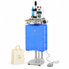 ZONESUN ZS-QS120 Pneumatic Hot Stamper for Crates and Packaging — machine with application samples on white background