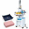 ZONESUN ZS-819M2 Pneumatic Hot Foil Stamping Machine For Leather — machine with application samples on white background